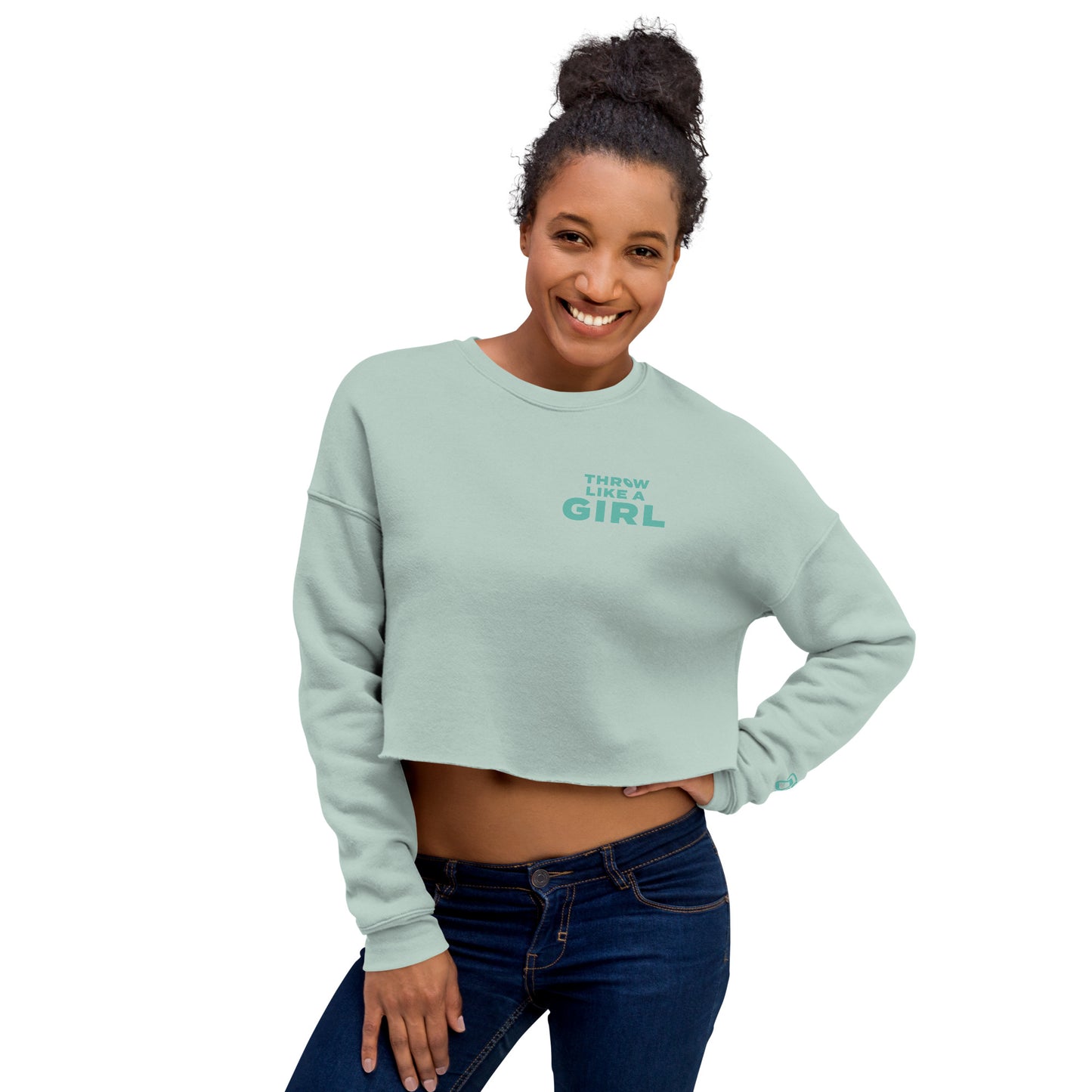 Throw Like a Girl Disc Golf Cropped Sweatshirt